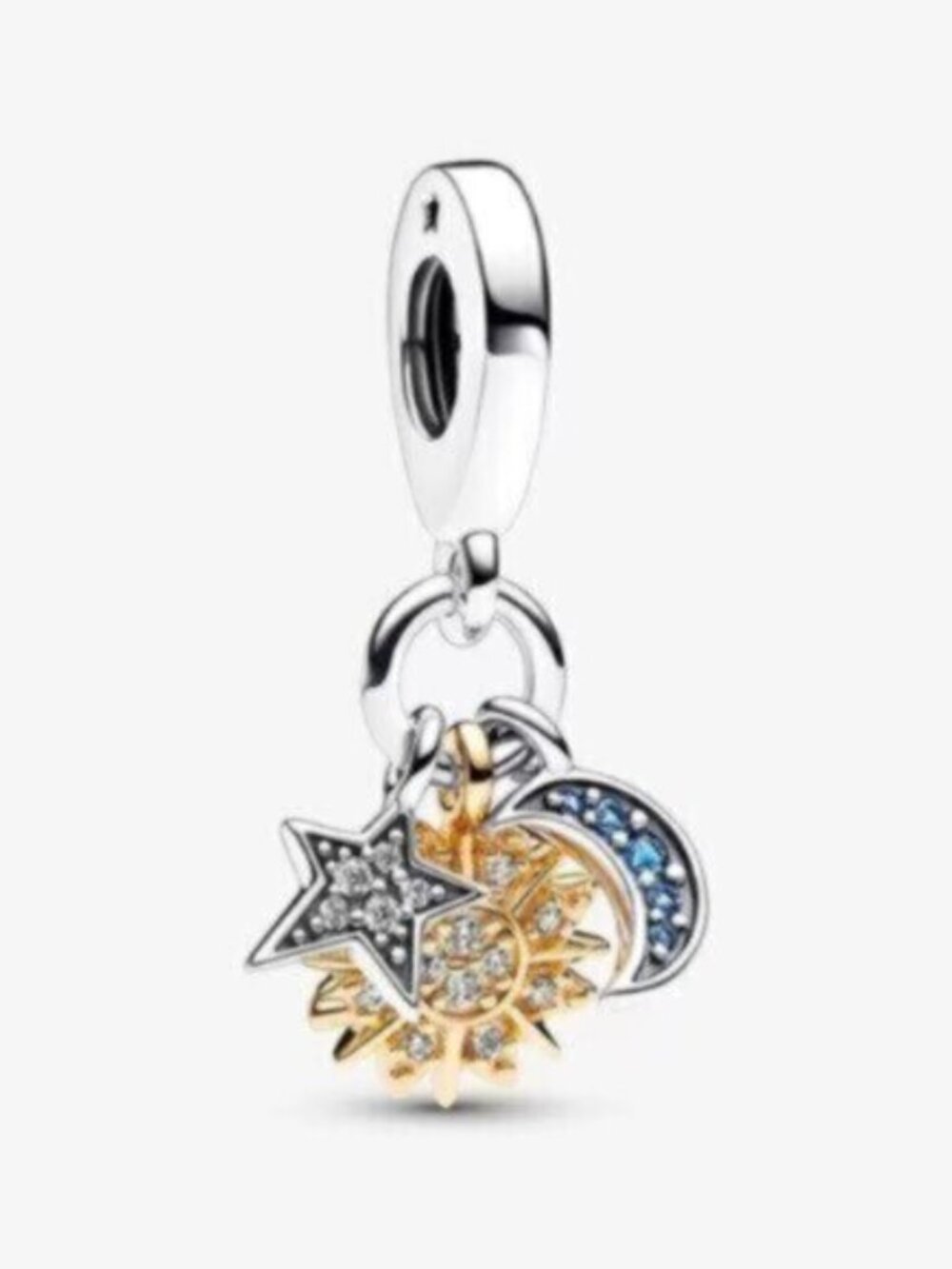 Pandora Sun Star and Moon Dangle Charm - Gold, Silver, Blue